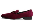 Burgundy loafer shoe on a white background