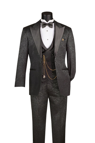 Men’s 3-Piece Luxury Jacquard Tuxedo Suit