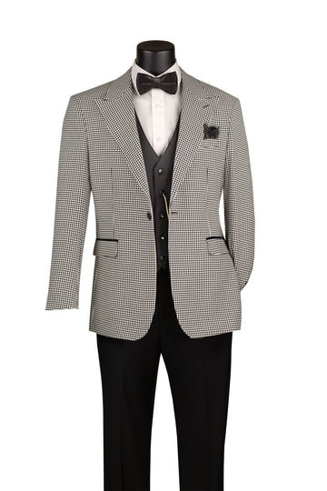 Men’s Houndstooth Tuxedo Suit – 3-Piece Formal Set