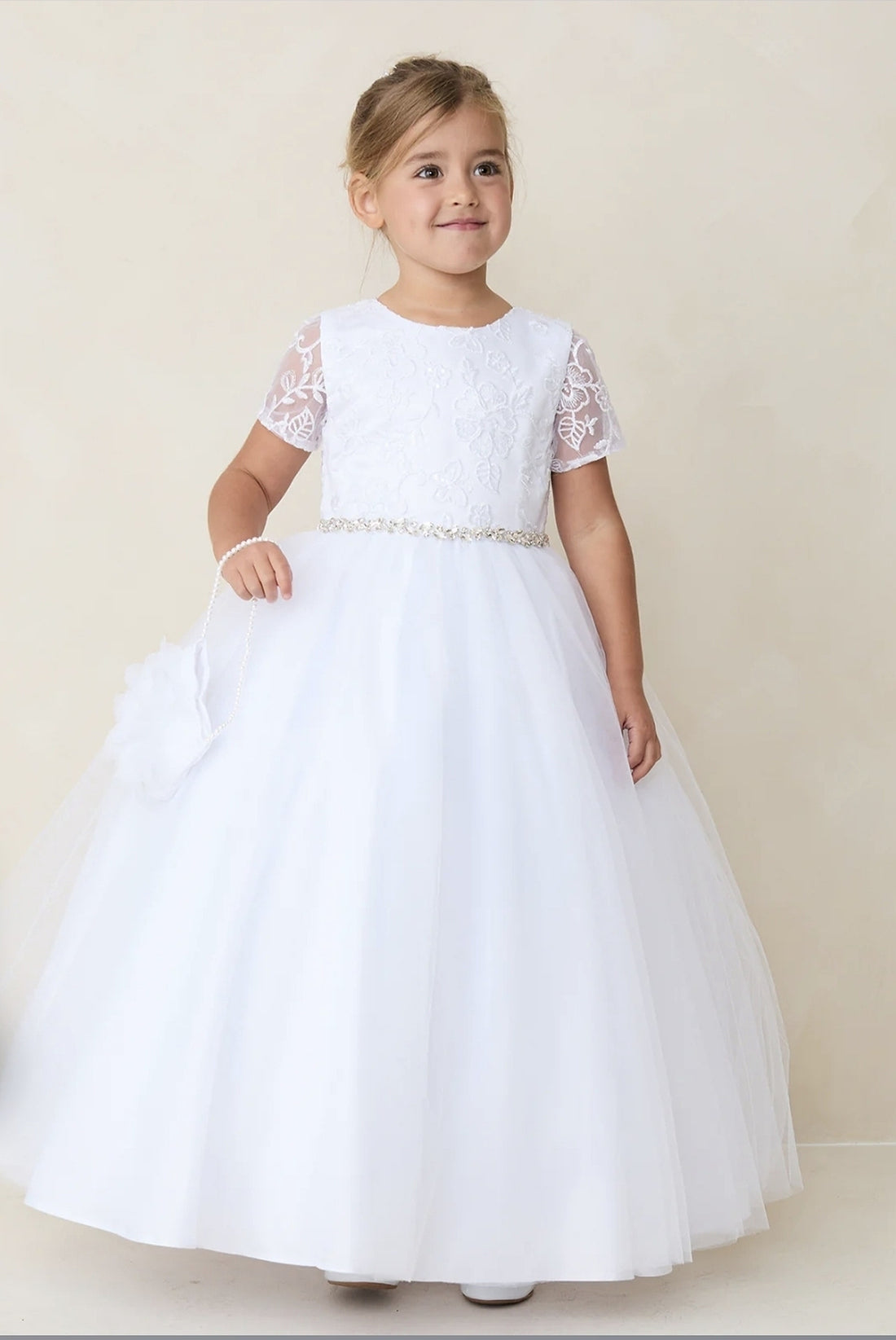 Girl Dress Style #5880  Lace Bodice Communion Flower Girls Gown